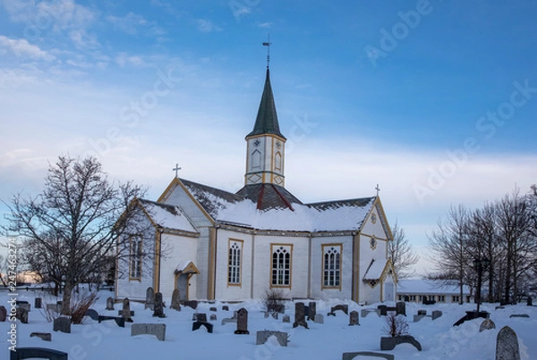 Fototapeta Old wooden church - Sandnessjøen Norway