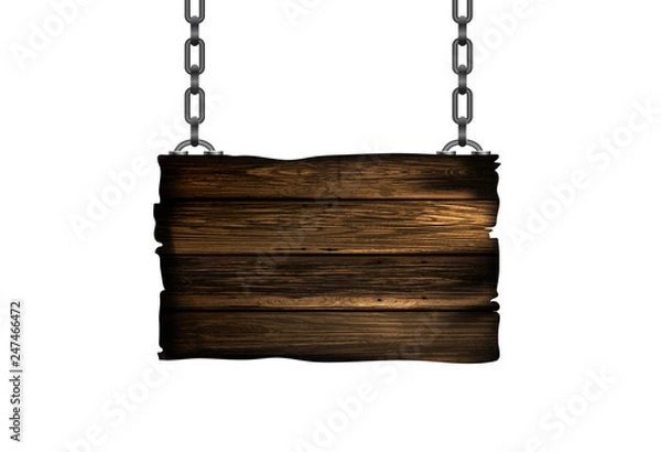 Fototapeta Drewniany znak z łańcuchem. Wektor