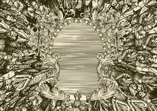 Obraz Sketch styled group picture with banner