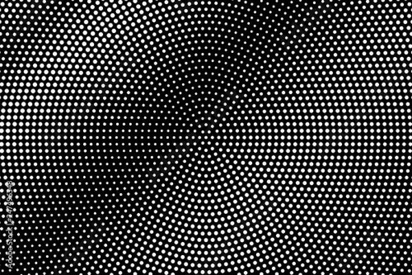 Fototapeta White dots on black background. Micro halftone vector texture. Smooth dotwork gradient for vintage effect