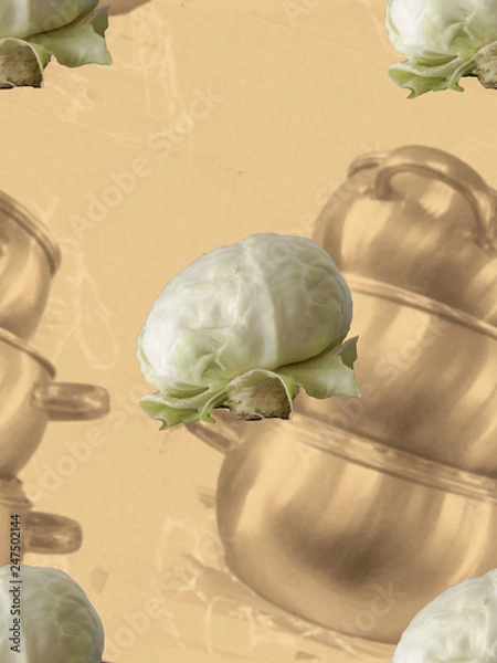 Obraz Kitchen Pattern Sepia. Seamless