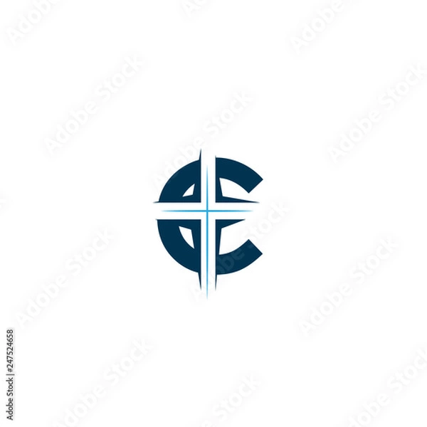 Fototapeta Church logo. Christian symbols.  Church vector logo symbol graphic abstract template - Vector
