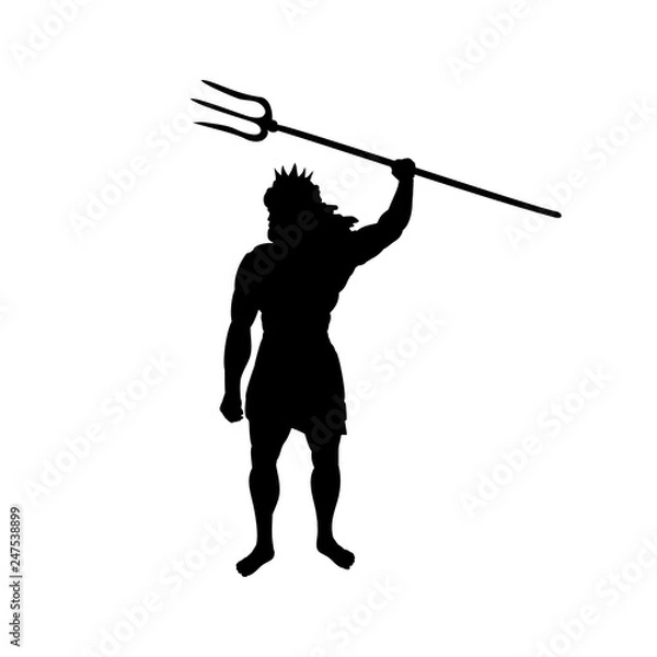 Fototapeta Poseidon Neptunus god silhouette ancient mythology fantasy. Vector illustration.