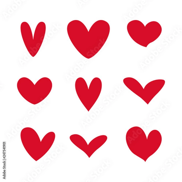 Fototapeta Hearts red icon valentine love set  vector isolated on white background illustaration
