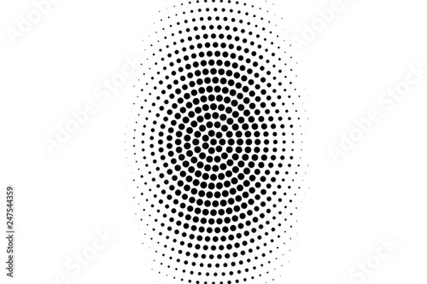 Obraz Black on white oval halftone texture. Rough dotwork gradient. Distressed dotted vector background.