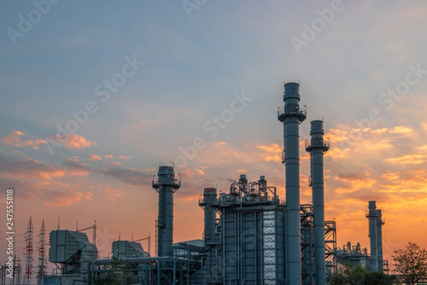 Fototapeta Natural gas combined cycle power plant  and Turbine generator 