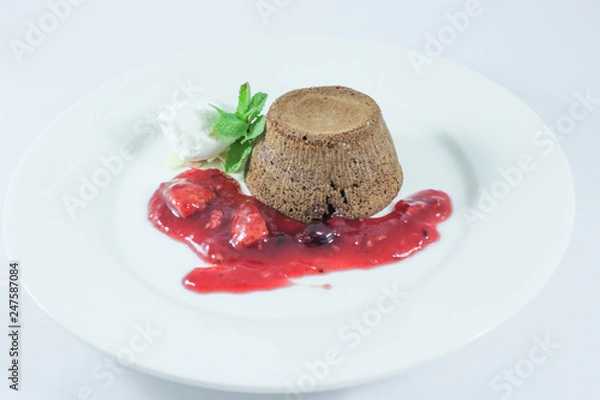 Fototapeta chocolate fondant with pistachio paste