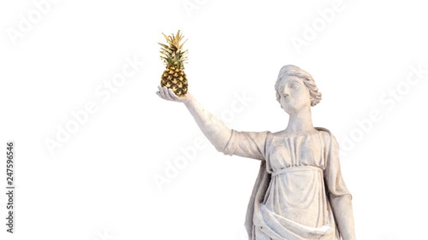 Fototapeta Sculpture of the ancient Greek god Latona with pineapple in his hands, isolate - Image