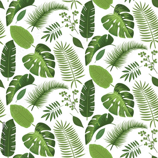 Fototapeta Seamless tropical leaves pattern design