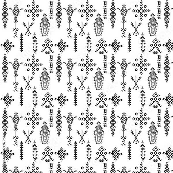 Fototapeta Tribal seamless pattern - Berber native signs ,ethnic background,vector illustration.