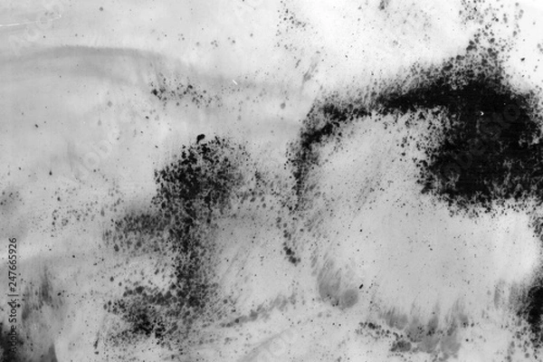 Fototapeta Abstract ink background. Marble style. Black paint stroke texture on white paper. Wallpaper for web and game design. Grunge mud art. Macro image of pen juice. Dark Smear.