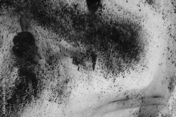 Fototapeta Abstract ink background. Marble style. Black paint stroke texture on white paper. Wallpaper for web and game design. Grunge mud art. Macro image of pen juice. Dark Smear.