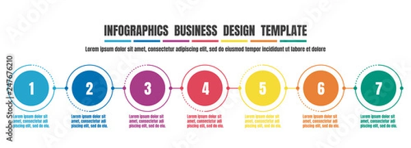 Fototapeta Infographics timeline colorful design template for business concept. Vector illustrator
