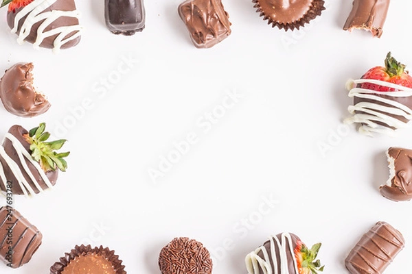 Obraz Chocolate and Strawberries Border