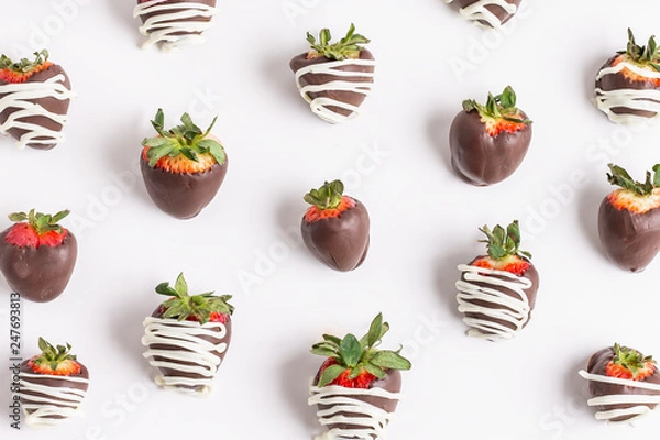 Obraz Chocolate Strawberries Flatlay