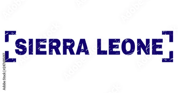 Fototapeta SIERRA LEONE caption seal print with corroded style. Text caption is placed inside corners. Blue vector rubber print of SIERRA LEONE with dirty texture.