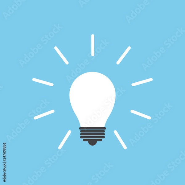 Fototapeta light blub icon on blue background