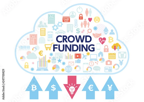 Fototapeta クラウドファンディングイメージ-コンセプトフラットデザイン-白背景素材