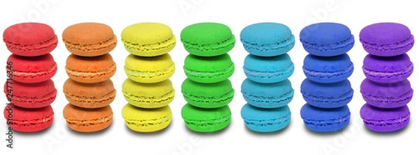 Fototapeta Rainbow colored macarons rows