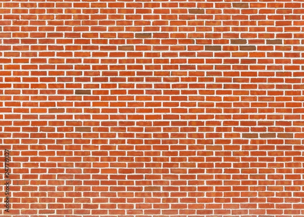 Obraz Red brick wall texture with white joints