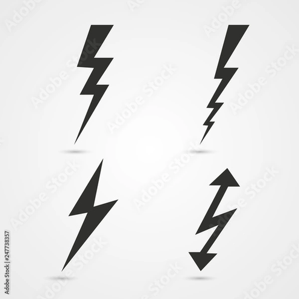Fototapeta Thunder and bolt lighting. Flash icon isolated on transparent background. Graphic symbol element.