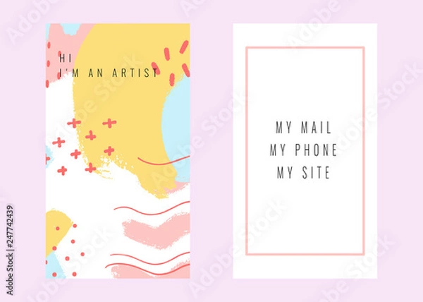 Fototapeta Business card template. Contemporary universal card. Memphis and hipster style elements.
