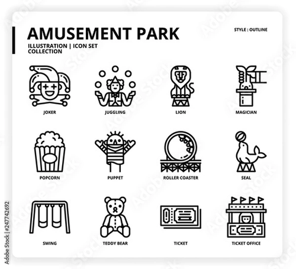 Fototapeta Amusement Park icon set