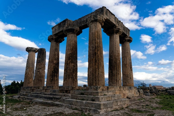 Fototapeta The remains of the Temple of Apollo in the archaeological site of Corinth in Peloponnese, Greece