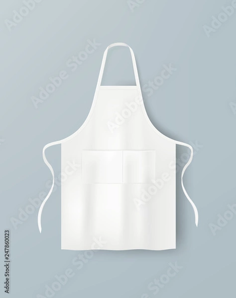 Fototapeta White blank kitchen cotton apron isolated. Protective apron uniform for cooking. Vector illustration