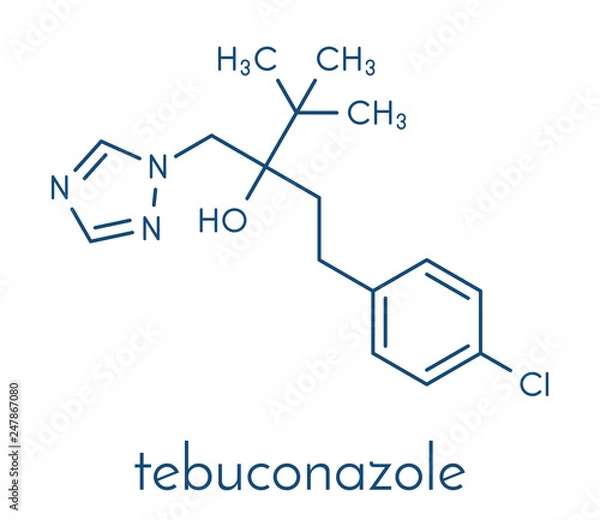 Fototapeta Tebuconazole fungicide molecule. Skeletal formula.