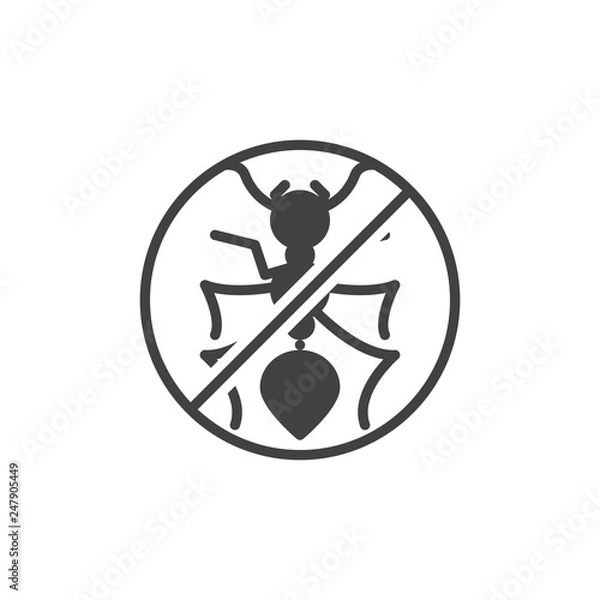 Fototapeta No ant pest vector icon. filled flat sign for mobile concept and web design. Ant insects prohibited insects simple solid icon. Stop pests symbol, logo illustration. Pixel perfect vector graphics