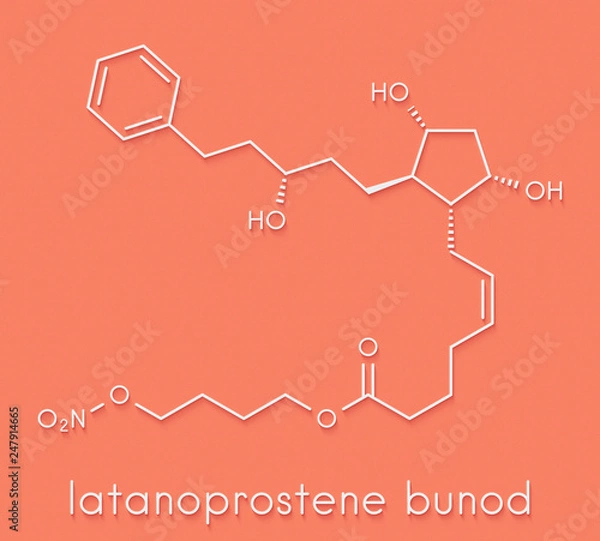 Fototapeta Latanoprostene bunod eye drug molecule. Skeletal formula.