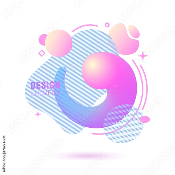 Fototapeta Abstract, modern, fluid, trendy gradient banner. Dynamical colored forms with lines, flowing liquid shapes and 3D elements. Template for design of a logo. Badge set for presentation.