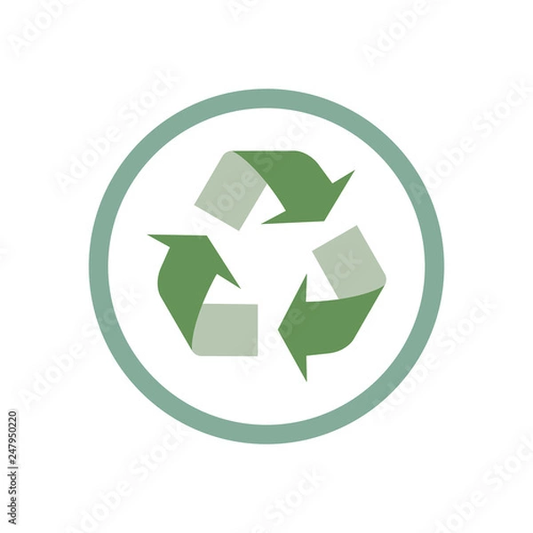 Fototapeta Recycle vector icon. Style is flat symbol, rounded angles, white background. Vector illustration, flat design.