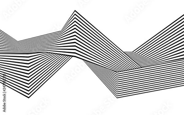 Obraz black and white stripe line abstract graphic optical art