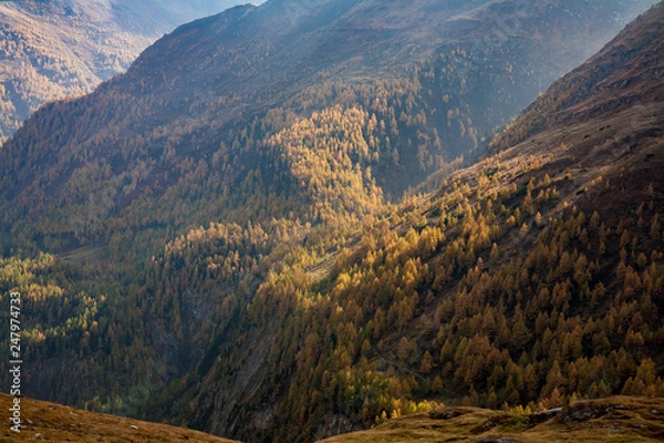 Fototapeta View of mountain with blue sky from Grossglockner High Alpine Road in Austria