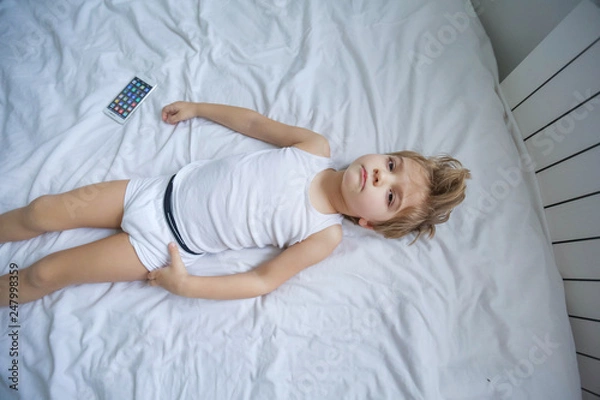Obraz Five years old child sleeping with hat comfortably