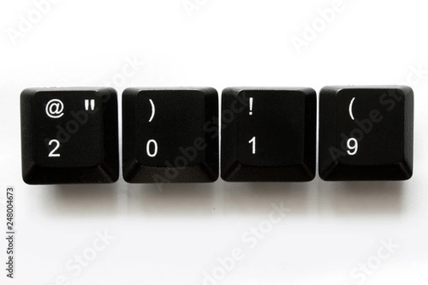 Fototapeta 2019 year on computer keyboard keys