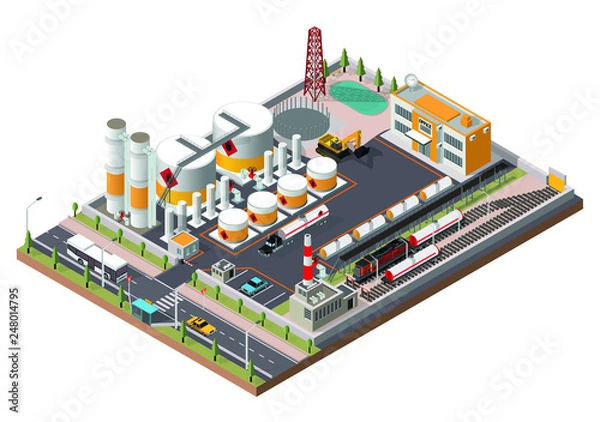 Obraz Vector oil refinery isometric