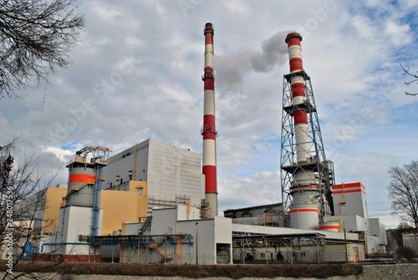 Fototapeta Fabryka z kominami