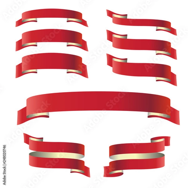 Fototapeta Red web ribbon banners set. Vector illustration for design