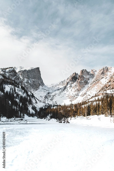 Obraz Frozen Mountain Lake with Mountains in Snow