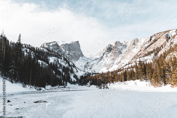 Obraz Frozen Mountain Lake with Mountains in Snow