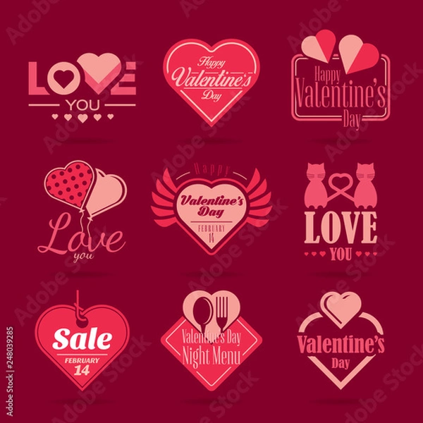 Fototapeta Happy Valentines Day vector icon set
