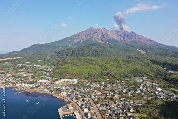 Obraz 桜島の小池地区の上空から
