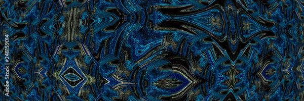 Obraz Abstract liquid blue dark background. Digital art abstract pattern.