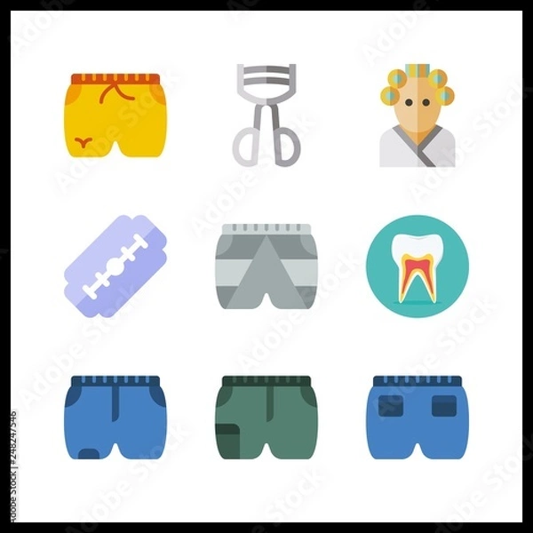 Obraz 9 cosmetics icon. Vector illustration cosmetics set. short and teeth icons for cosmetics works