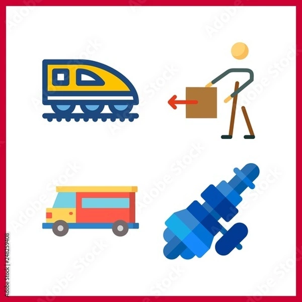 Fototapeta 4 logistic icon. Vector illustration logistic set. delivery and train icons for logistic works