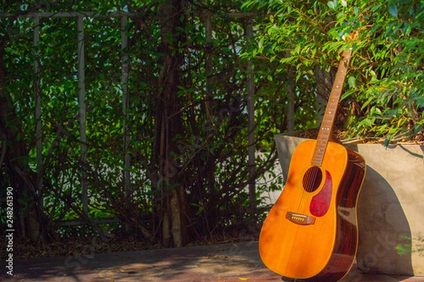 Obraz Acoustic guitar that is placed in the garden at home