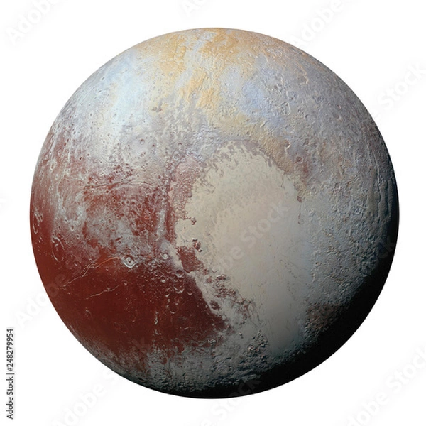 Fototapeta Pełny dysk planety globu Plutona z kosmosu na białym tle. Elementy tego zdjęcia dostarczone przez NASA.